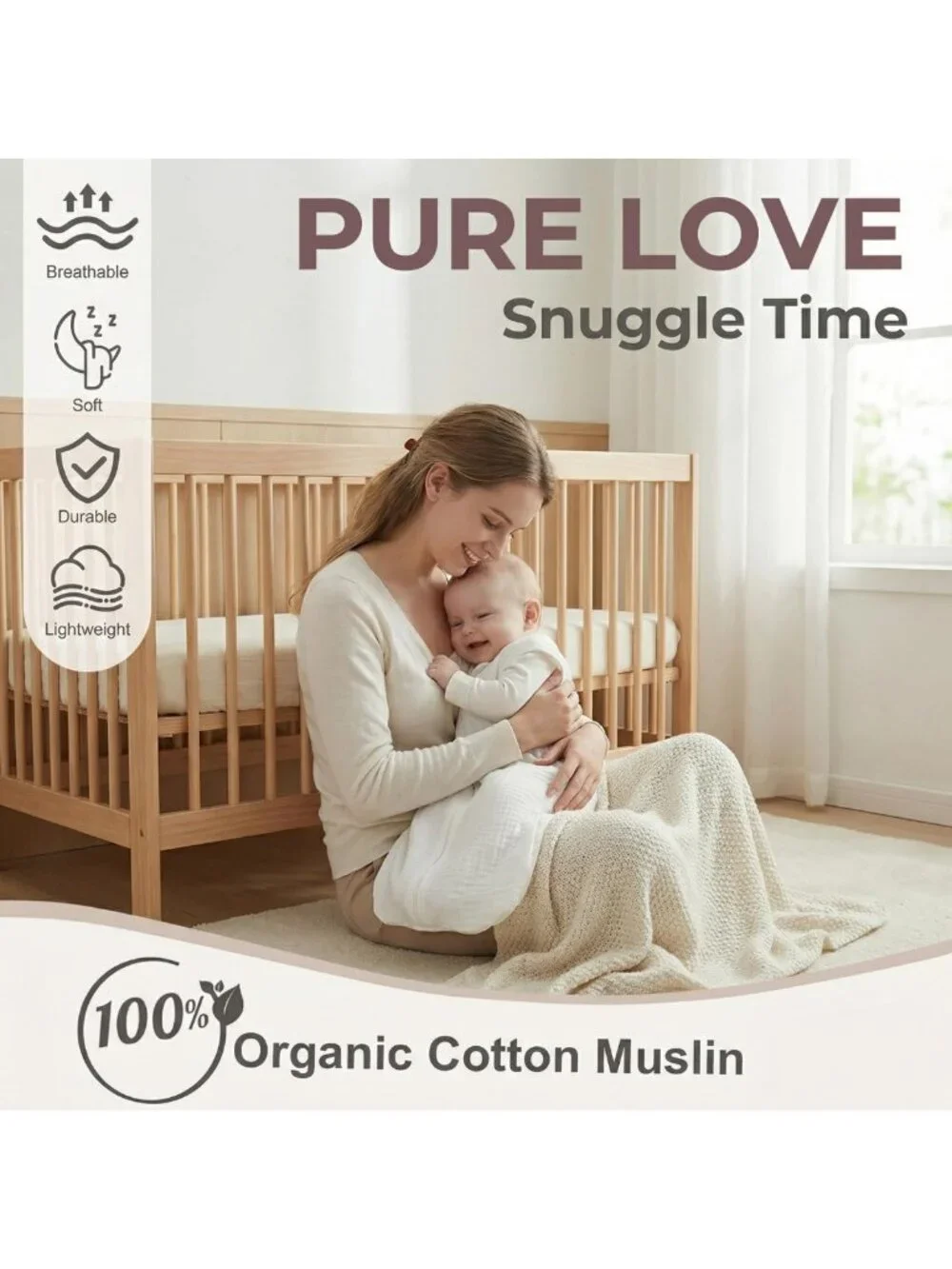 2-Pack Organic Cotton Baby Sleep Sacks 18-24 Months, 2-Way Zipper Wearable